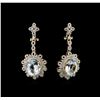 Image 1 : 10.34ctw Aquamarine and Diamond Dangle Earrings - 14KT Yellow Gold