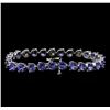 Image 2 : 14KT White Gold 9.46ctw Tanzanite and Diamond Bracelet