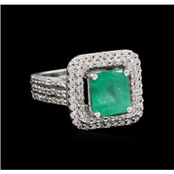 1.48ct Emerald and Diamond Ring - 14KT White Gold