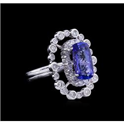 5.87ct Tanzanite and Diamond Ring - 14KT White Gold