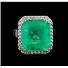 Image 2 : GIA Cert 12.69ct Emerald and Diamond Ring - 14KT White Gold