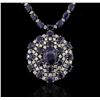 Image 1 : 14KT White Gold 196.43ctw Sapphire Necklace