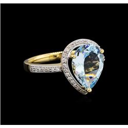 2.80ct Aquamarine and Diamond Ring - 14KT Yellow Gold