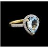 Image 1 : 2.80ct Aquamarine and Diamond Ring - 14KT Yellow Gold