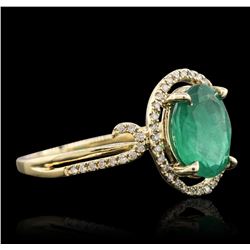 14KT Yellow Gold 1.72ct Emerald and Diamond Ring