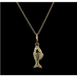 18KT Yellow Gold Fish Pendant With Chain