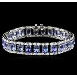 14KT White Gold 17.64ctw Tanzanite and Diamond Bracelet