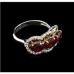 3.16ctw Ruby and Diamond Ring - 14KT Two-Tone Gold