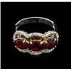 Image 2 : 3.16ctw Ruby and Diamond Ring - 14KT Two-Tone Gold