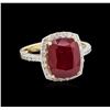 Image 1 : 6.04ct Ruby and Diamond Ring - 14KT Yellow Gold