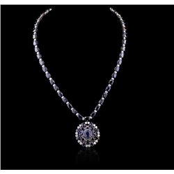 14KT White Gold 47.29ctw Sapphire and Diamond Necklace