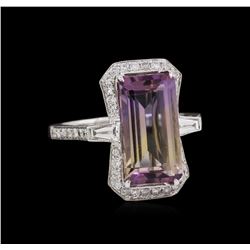 14KT White Gold 4.89ct Ametrine Quartz and Diamond Ring