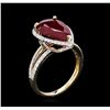 Image 3 : 5.36ct Ruby and Diamond Ring - 14KT Yellow Gold