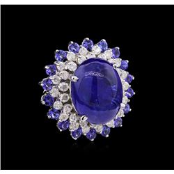 23.63ctw Tanzanite and Diamond Ring - 14KT White Gold