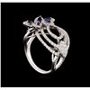 Image 4 : 0.61ctw Sapphire and Diamond Ring - 18KT White Gold