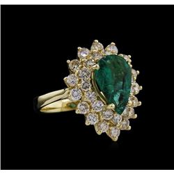 14KT Yellow Gold 2.27ct Emerald and Diamond Ring