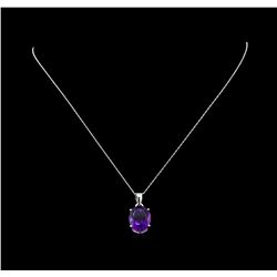 Crayola 8.80ct Amethyst Pendant With Chain - 14K White Gold