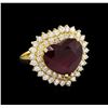 Image 1 : 10.98ct Ruby and Diamond Ring - 14KT Yellow Gold