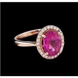 14KT Rose Gold 2.95ct Tourmaline and Diamond Ring