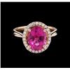 Image 2 : 14KT Rose Gold 2.95ct Tourmaline and Diamond Ring