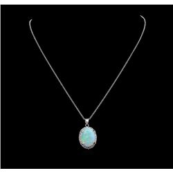 8.63ct Opal and Diamond Pendant - 14KT White Gold