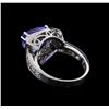 Image 3 : 3.99ct Tanzanite and Diamond Ring - 14KT White Gold