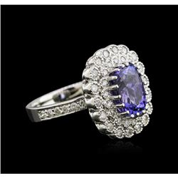 3.77ct Tanzanite and Diamond Ring - 14KT White Gold