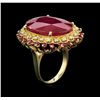 Image 3 : 33.44ctw Ruby and Diamond Ring - 14KT Yellow Gold