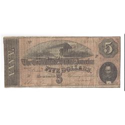 1864 $5 Confederate States of America Bank Note