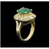 Image 3 : 2.90ct Emerald and Diamond Ring - 14KT Yellow Gold