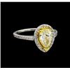 Image 1 : 1.25ctw Fancy Light Yellow Diamond Ring - 14KT Two-Tone Gold