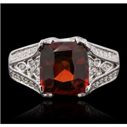 14KT White Gold 3.50ct Garnet and Diamond Ring