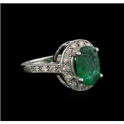 2.93ct Emerald and Diamond Ring - 14KT White Gold