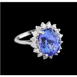 8.72ct Tanzanite and Diamond Ring - 14KT White Gold