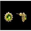 Image 2 : 8.00ctw Peridot and Diamond Earrings - 14KT Yellow Gold