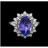Image 2 : 3.60ct Tanzanite and Diamond Ring - 14KT White Gold