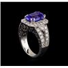 Image 4 : 4.25ct Tanzanite and Diamond Ring - 14KT White Gold