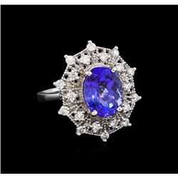 4.75ct Tanzanite and Diamond Ring - 14KT White Gold