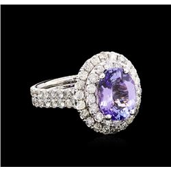 3.79ct Tanzanite and Diamond Ring - 14KT White Gold