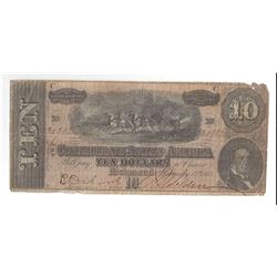 1864 $10 Confederate States of America Bank Note