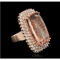 14KT Rose Gold 24.92ct Morganite and Diamond Ring