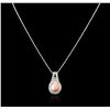 Image 2 : 14KT White Gold 4.90ct Coral and Diamond Pendant With Chain