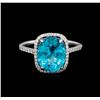 Image 2 : 3.67ct Apatite and Diamond Ring - 14KT White Gold