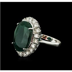 14KT White Gold 11.46ct Emerald and Diamond Ring