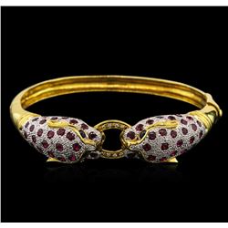 5.60ctw Ruby, Sapphire and Diamond Bracelet - 18KT Yellow Gold