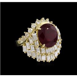 14KT Yellow Gold 6.78ct Ruby and Diamond Ring