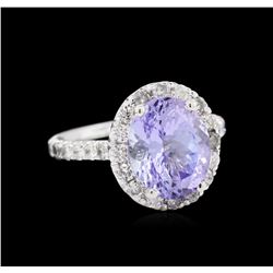 3.28ct Tanzanite and Diamond Ring - 14KT White Gold