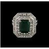 Image 2 : 14KT White Gold 2.96ct Emerald and Diamond Ring