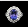 Image 2 : 14KT White Gold 6.40ct Tanzanite and Diamond Ring