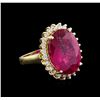 Image 1 : 11.25ct Ruby and Diamond Ring - 14KT Yellow Gold